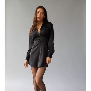 UO Phoebe Corseted Shirt Dress